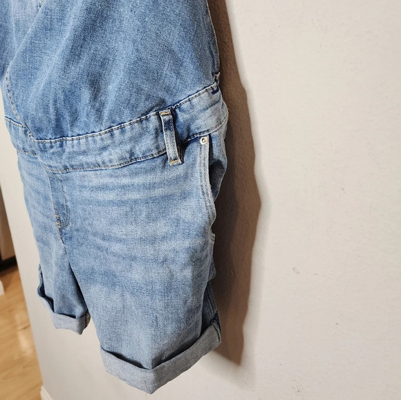 H&M Maternity Denim Overall Shorts Shortalls Women's size XXL Medium Wash - Picture 11 of 16